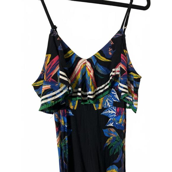 Flying Tomato Black Floral Print Cold Shoulder Jumpsuit S - Picture 3 of 6